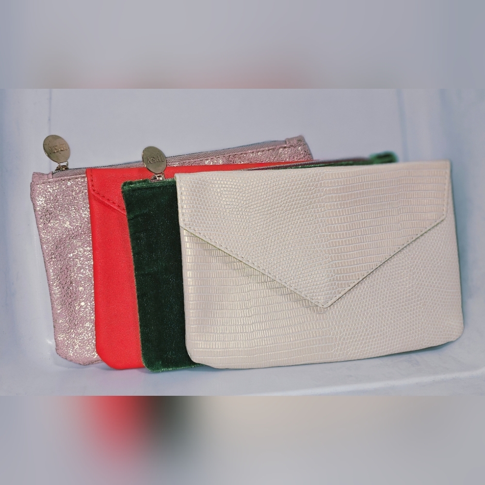 4- New Ipsy Bags, Clutch, Purse, Wallet Christmas Colors, Christmas Gifts.